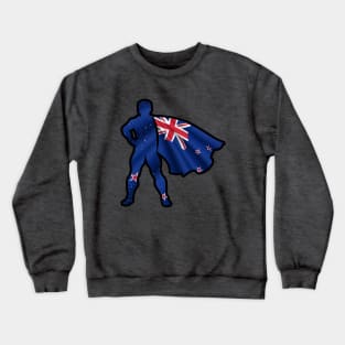 New Zealand Hero Wearing Cape of New Zealander Flag Hope and Peace Unite in New Zealand Crewneck Sweatshirt